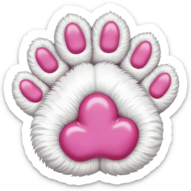 white cat paw with arm, from the bottom, vivid pink toe beans sticker