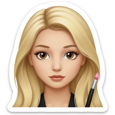 Blonde balayage long hair White young women with Long lashes and make Up  sticker