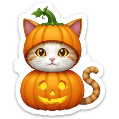 Cat in a pumpkin costume sticker