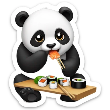 panda eating sushi sticker
