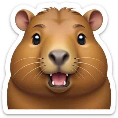 Cinematic Comical Capybara Portrait Emoji, Head tilted dramatically with an exaggeratedly shocked expression, featuring a robust, rotund build and a distinct capybara head with a broad snout and small ears, with wide, comically expressive eyes full of humorous disbelief, Simplified yet hilariously expressive features, highly detailed, glowing with a slightly sassy natural glow, high shine, dramatic yet playful, stylized with an air of quirky charm, soft glowing outline, capturing the essence of a meme-worthy capybara that looks ready to side-eye its way into viral fame! sticker