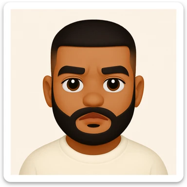 Convert this photo into an emoji style image closely resembling the original person, capturing their facial features and expression accurately. sticker