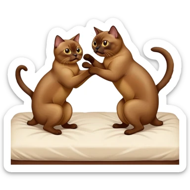 Two Burmese cats fighting on the bad  sticker