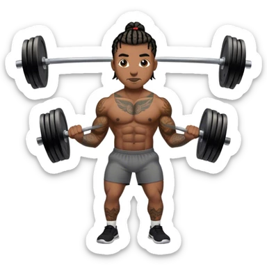 Buff black man with short braids and tattoos lifting weights sticker