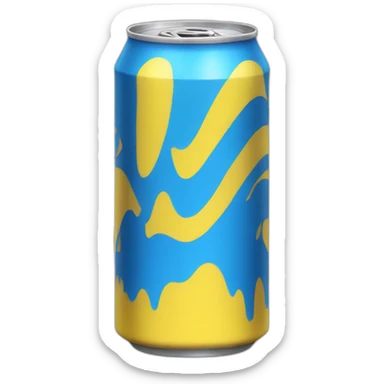 Yellow soda can with blue stripe sticker