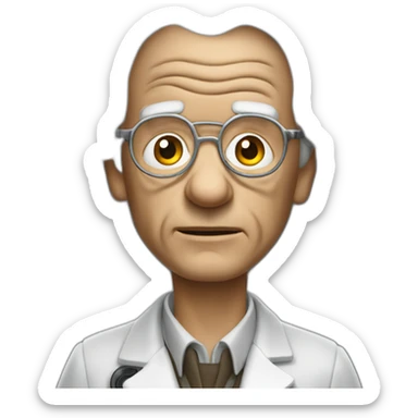 doc brown from back to the future without glasses sticker