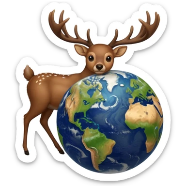 A deer holding the Earth on its antlers sticker