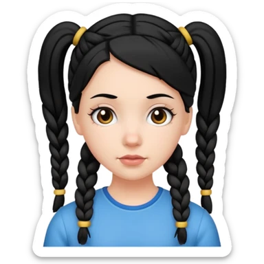 white girl with pig tails haircut black sticker