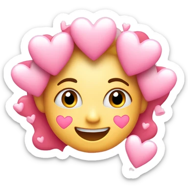sweet happy face with pink hearts around sticker