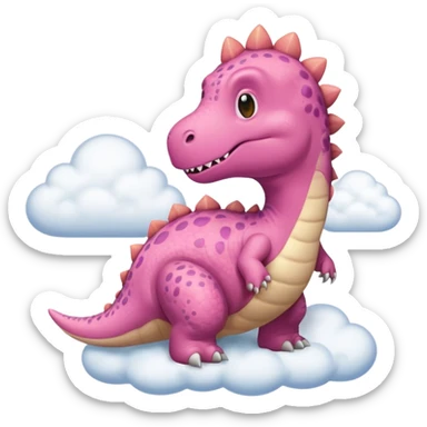 Dinosaurio rosa tierno, diciendo en una nube "Raw" sticker