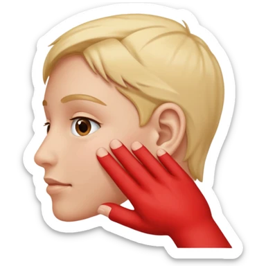 Hand touching ear sticker