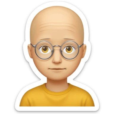 shy no hair circle face yellow sticker