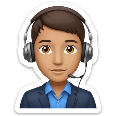 a sales agent with headphones sticker