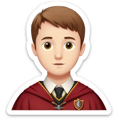 sean biggerstaff is Oliver Wood  in harry potter, wear hogwarts gryfindor uniform sticker