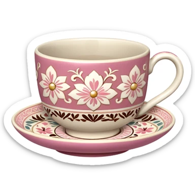 Pink white & beige Talavera tea cup sticker