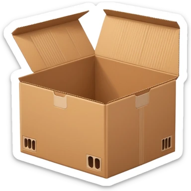 open cardboard box  sticker