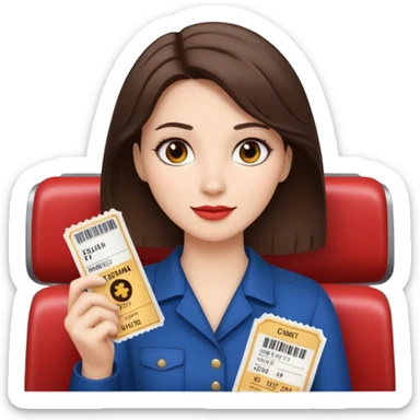 a women White and brunette and her cinéma ticket  sticker