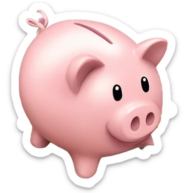 pile of coins in front of piggy bank sticker