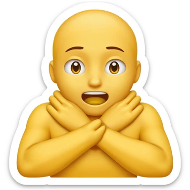 yellow emoji hands choking itself, tight around the neck aggressively  sticker