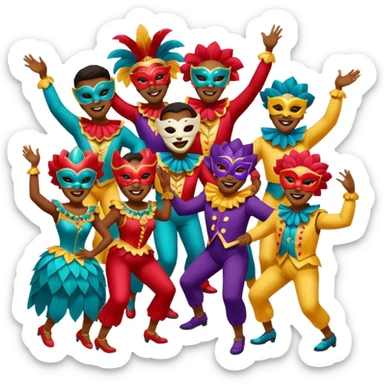 Várias pessoas dançando vestido com roupa de carnaval sticker