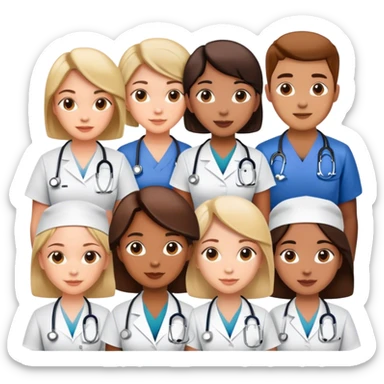 trabajadores de la salud trabajando en un barrio popular sticker