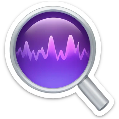 Magnifying glass over a sound wave sticker