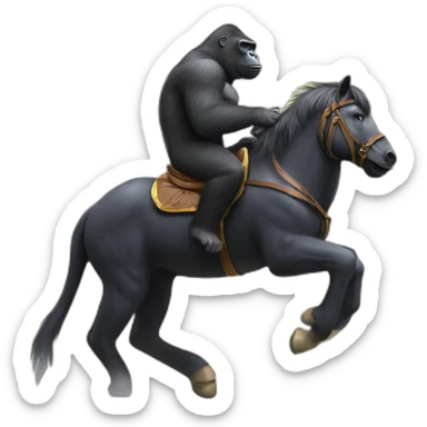 Gorilla riding a horse magically sticker