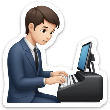 Person typing sticker