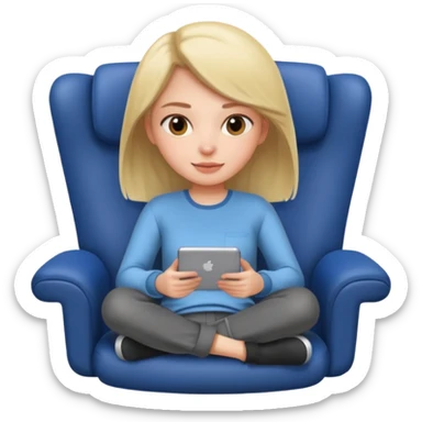 Cartoon faced girl relaxing in an office chair sticker