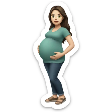 Pregnant white brunette standing sticker