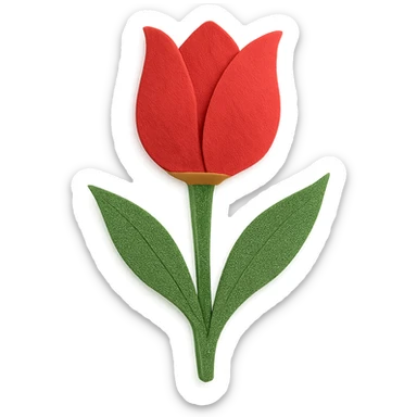 tulip with stem and leaves, delicate paper layers, realistic details sticker