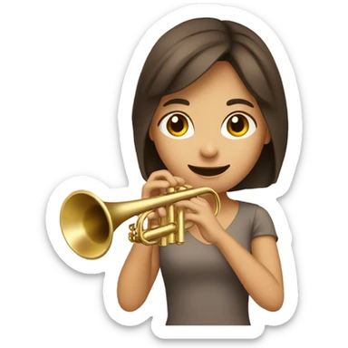 Girl with brown hair and brown eyes and white skin playing trumpet  sticker