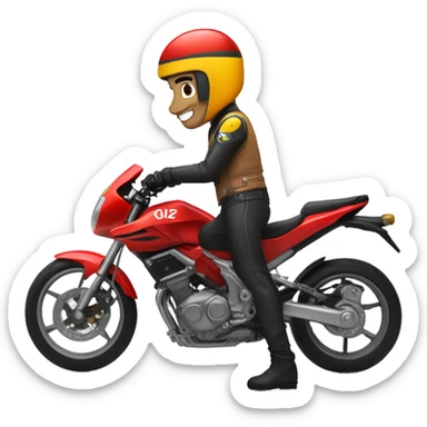 novio manejando una moto 250cc roja y su novia sentada atras sticker