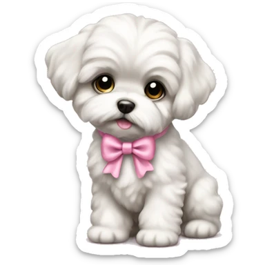 Schichon puppy pink bow sticker