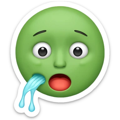emoji green face vomiting and crying minimal details round shape sticker