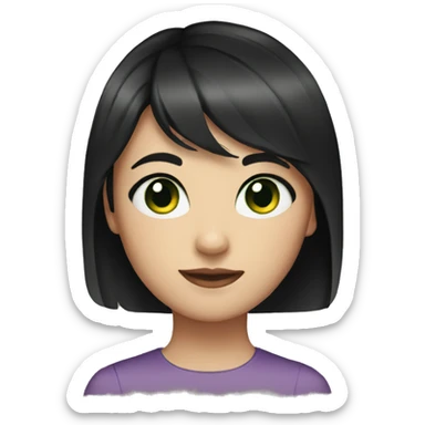a girl with short black hair and blue-green eyes sticker