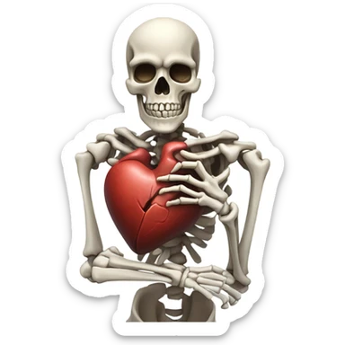 Skeleton squeezing heart  sticker