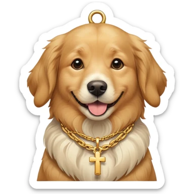 dog wearing a cross neckless  sticker