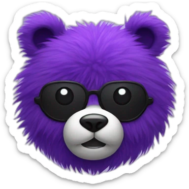Purple furry bear head with a black eyepatch only on the left eye sticker