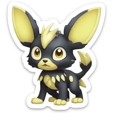 Cute cool shiny fantasy dark-shadow-themed animal hybrid Fakemon full body sticker