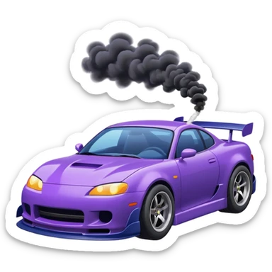 Purple and navy blue car doing a drift. sticker
