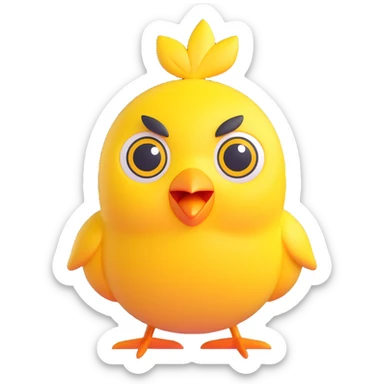 yellow bird with big eyes, Microsoft Fluent 3D emoji style sticker