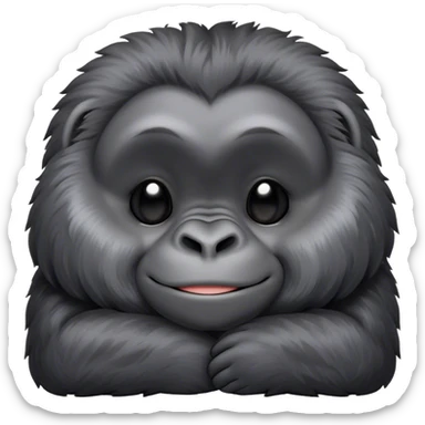 Meme-Worthy cute Sleeping mountain Gorilla Portrait Emoji, Head resting peacefully with a contented smile, showcasing a luxuriously thick black and grey-flecked Fur and eyes gently closed in serene slumber, Simplified yet hilariously adorable features, highly detailed, glowing with a soft, drowsy jungle light, high shine, relaxed and utterly lovable, stylized with an air of playful laziness, bright and heartwarming, soft glowing outline, capturing the essence of a sleeping mountain that feels destined to become the next viral sensation of adorable rest! sticker
