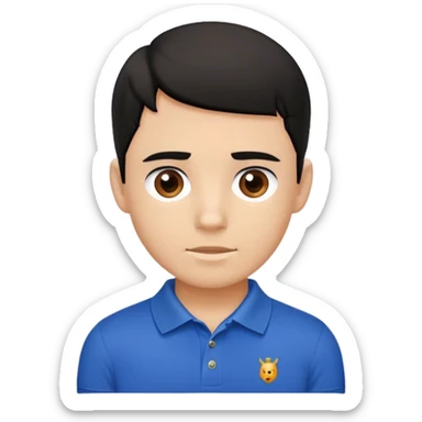 white boy a little bit brown, black hair, wearing a polo shirt sticker