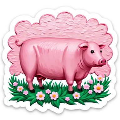 van gogh style pink SPAM  meat flowers landscape sticker