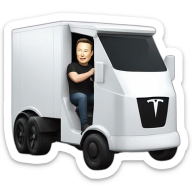 Elon musk riding in a Tesla cyber truck  sticker