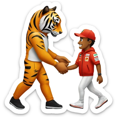 lewis hamilton hand in hand with tiger  sticker