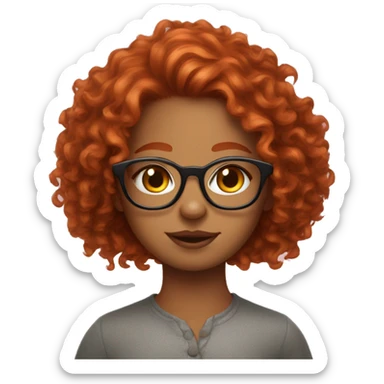 make a cute redhead curly girl with freckles wearing glasses emoji that looks like a fox sticker