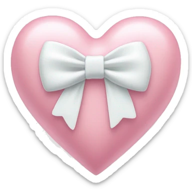 Pastel pink heart with white bow sticker