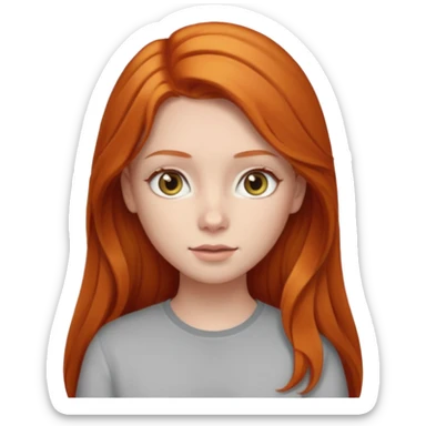 Ginger head girl with long hair and light grey eyes sticker